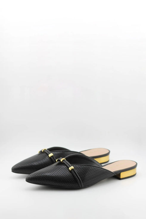 Luz da lua Perforated Pointed-Toe Slip-On Mules